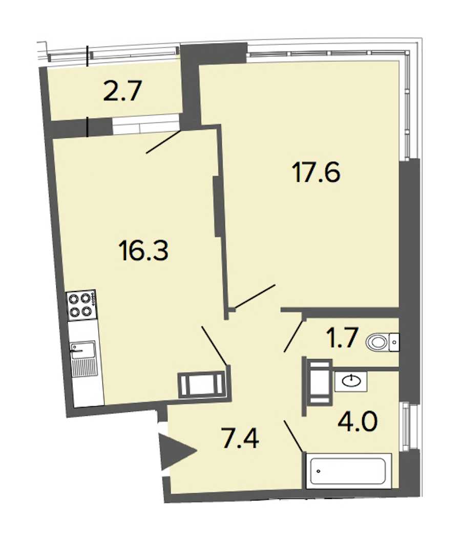 Однокомнатная квартира в : площадь 47 м2 , этаж: 10 – купить в Санкт-Петербурге
